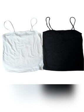 5/$25 wild fable Black and White Cotton Cami Cropped Tank Tops Set of 2